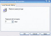 Maximum password age Properties